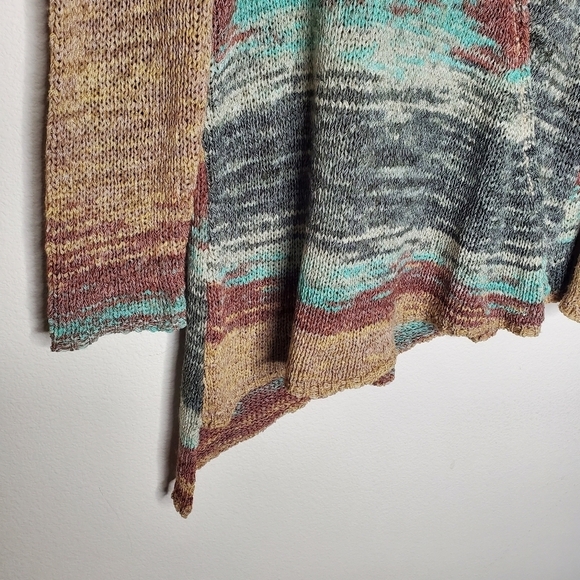 Prana Vignette Multicolored V Neck Wrap Open Knit Asymmetrical Sweater - Picture 8 of 11